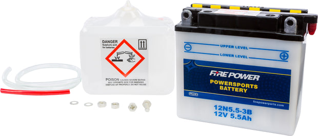 Fire Power - 12N5.5-3B - Conventional 12V Standard Battery with Acid Pack