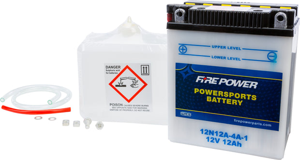 Fire Power - 12N12A-4A-1 - Conventional 12V Standard Battery with Acid Pack