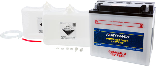 Fire Power - C60-N24L-A - Conventional 12V Heavy Duty Battery With Acid Pack