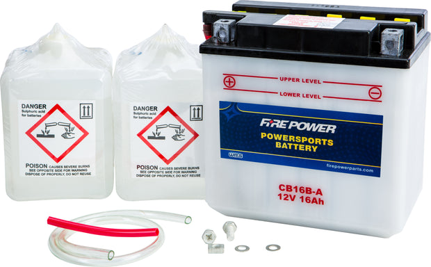 Fire Power - CB16B-A - Conventional 12V Heavy Duty Battery With Acid Pack