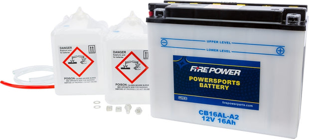 Fire Power - CB16AL-A2 - Conventional 12V Heavy Duty Battery With Acid Pack